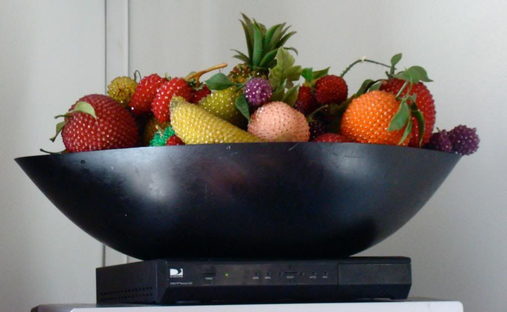 bow of faux fruit at ray's 