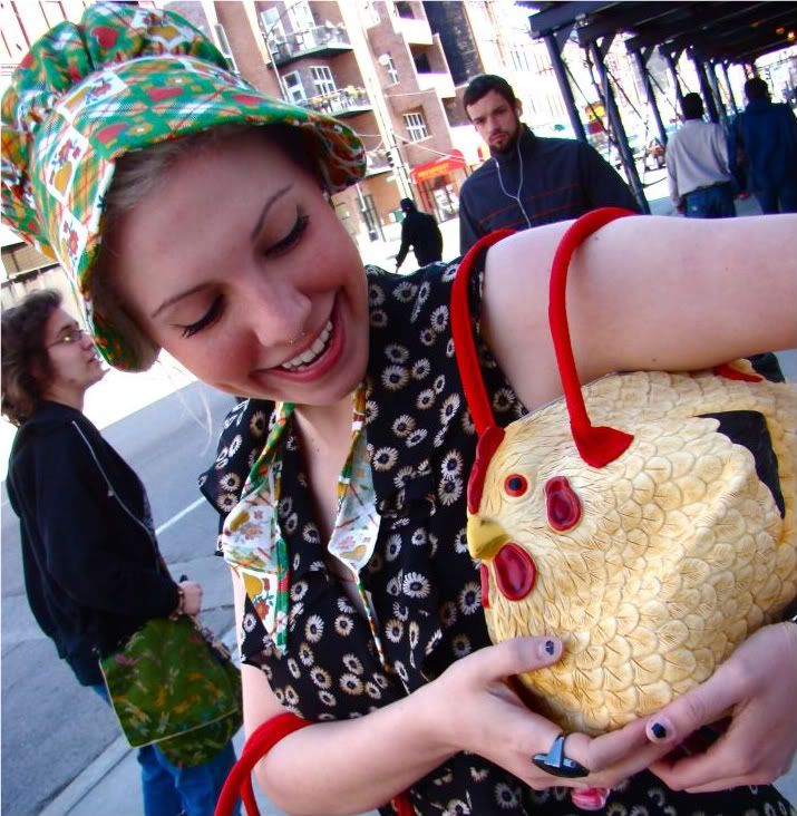 jordan with chicken purse 