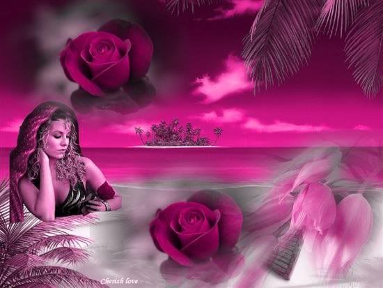 Lady with Pink Roses Pictures, Images and Photos