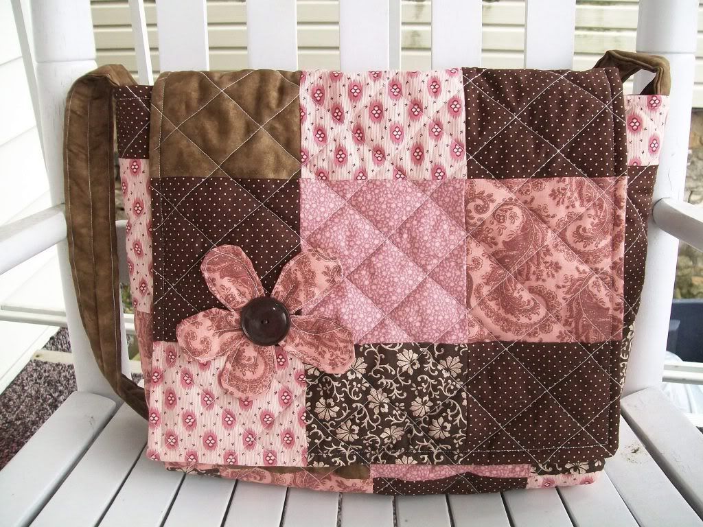 Pink and Brown Patchwork Messenger