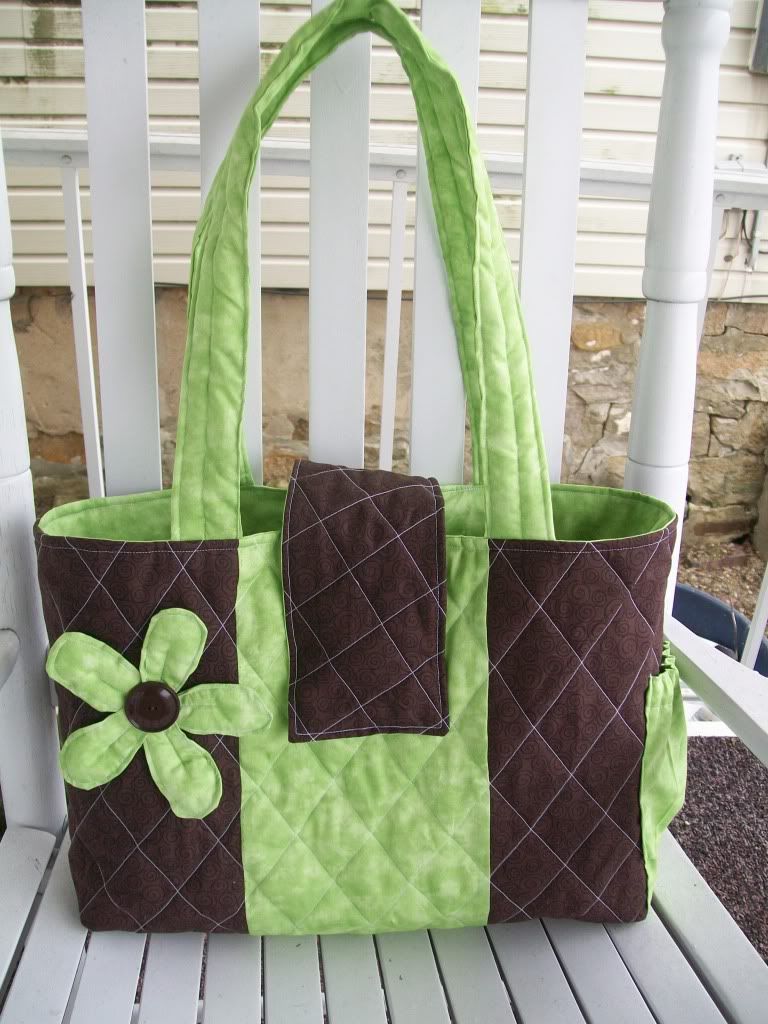 Dark Brown and Lime Green Diaper Bag
