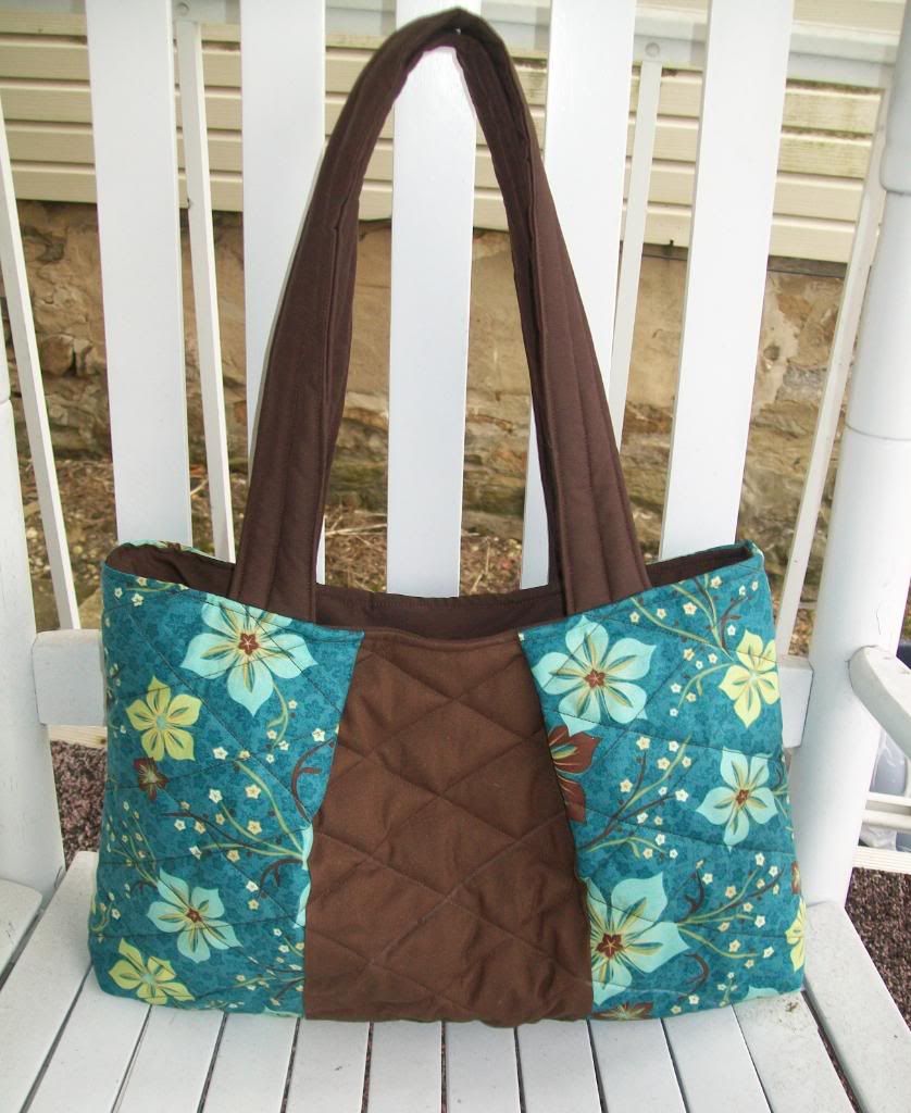 Teal and brown floral small Izzy bag