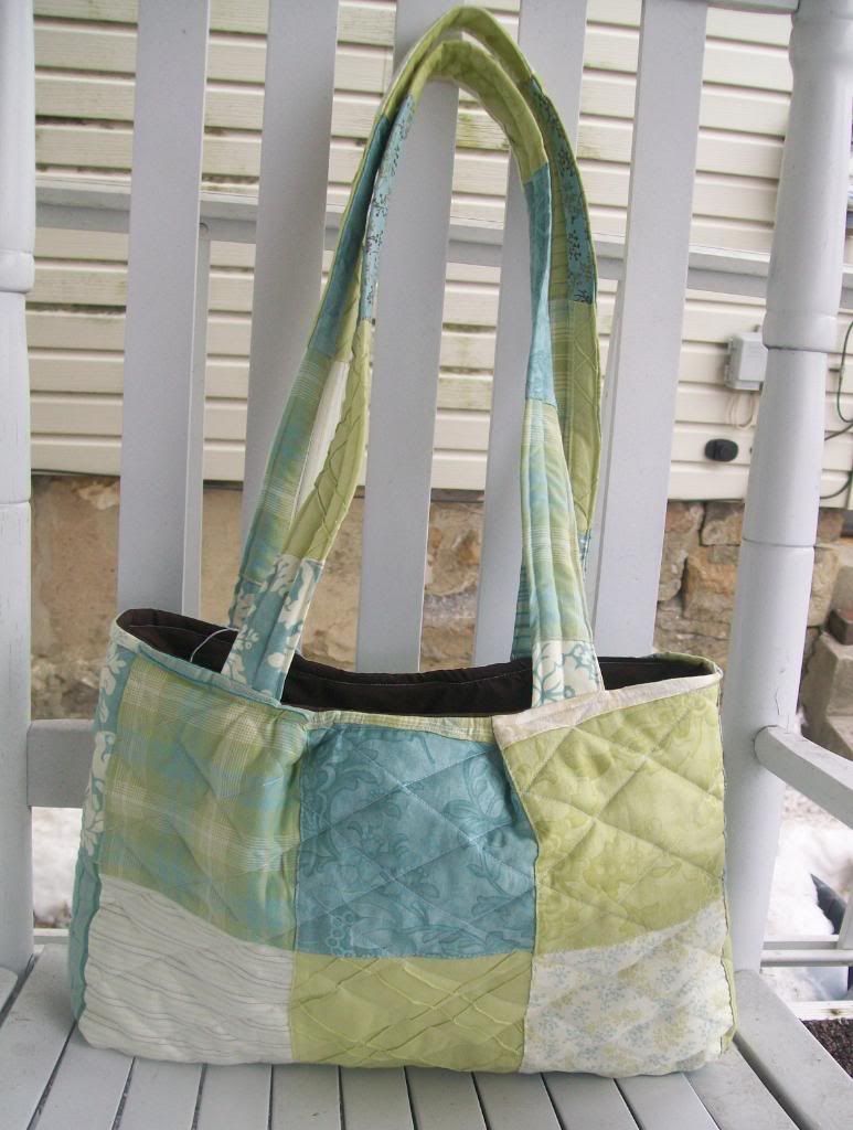 Blue, green and cream small Izzy bag
