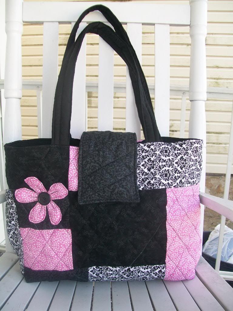 Black and Pink Patchwork Diaper Bag