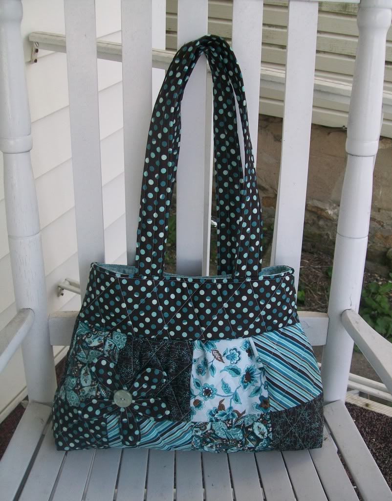 Brown and turquoise Patchwork Ashlyn Bag