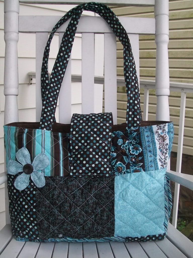Brown and Turquoise Diaper bag