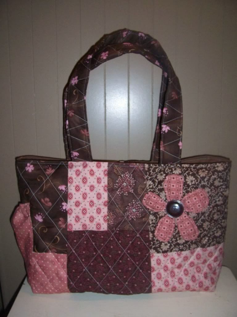 Pink and Brown Patchwork Diaper Bag