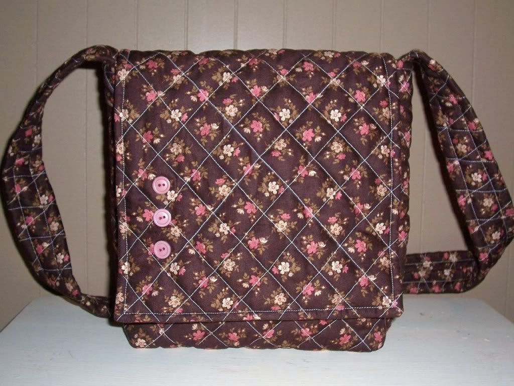 Brown and Pink Floral Mini Messenger