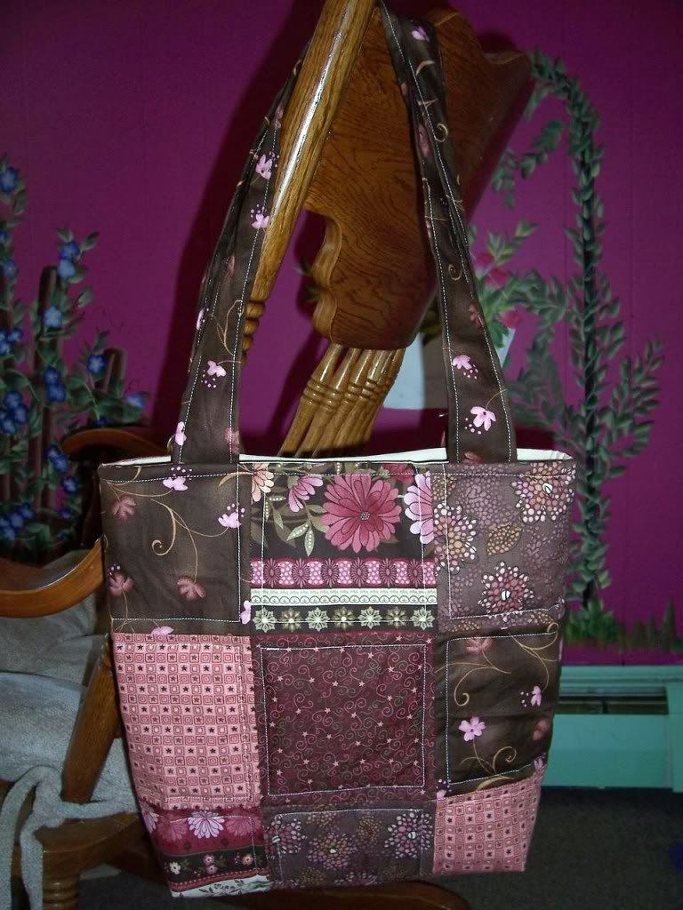 Brown and Pink Patchwork Tote