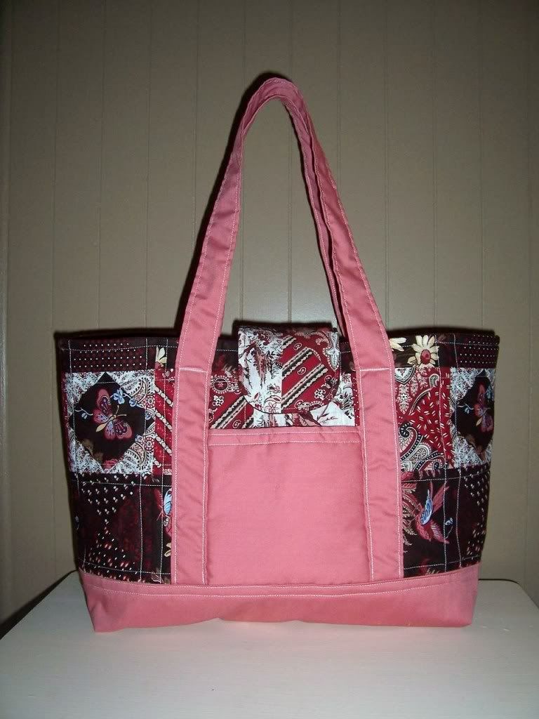 Large Pink and Brown Red Angie Bag