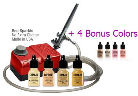  Airbrush Makeup System on Airbrush Makeup Kit Dinair Personal Pro Edition 8 Colors Red Sparkle